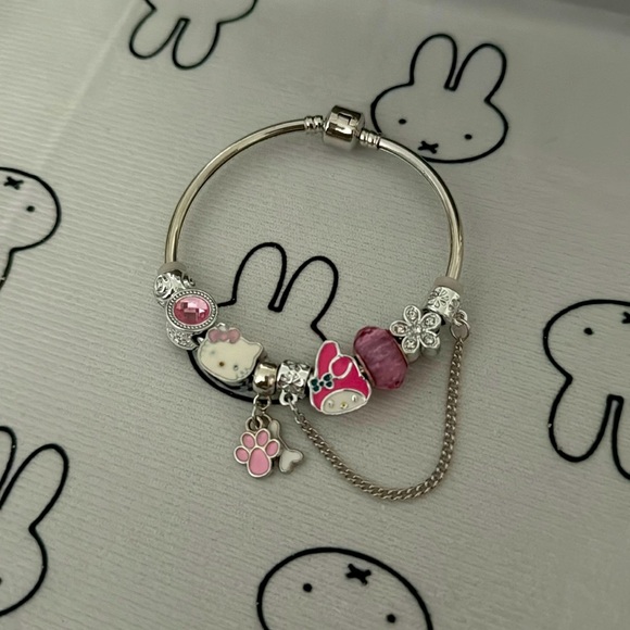 Hello Kitty & My Melody Silver Charm Bracelet - Picture 1 of 2